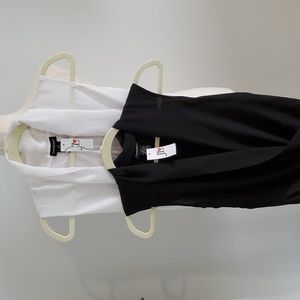 NWT Cotton Express Black and White Asymmetrical Blouse Bodysuits, Size Medium